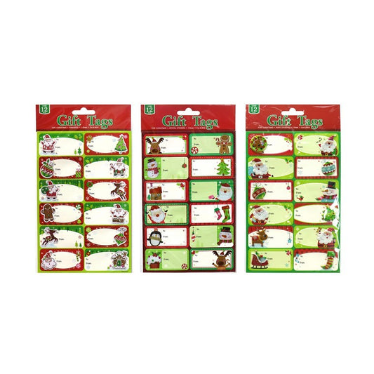 Christmas Adhesive Gift Tags, 12pk