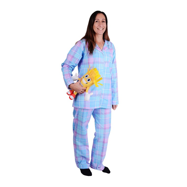 Flannel PJ Set, Pastel Check, Size 10