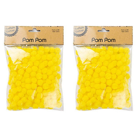 Pom Pom, Yellow, 200pk, 1.5cm