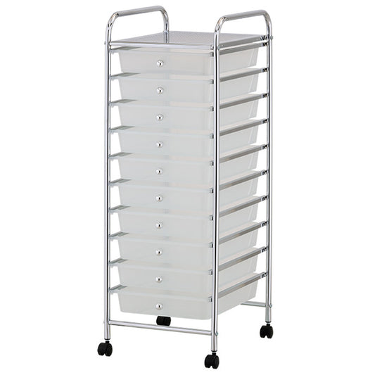 Storage Trolley 10 Drawer, White