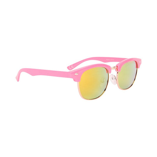 Kids, Plastic Half Frame, Hot Pink w/ Mirror Lens