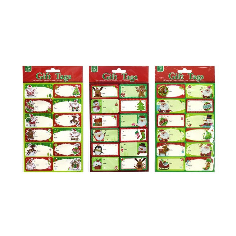 Christmas Adhesive Gift Tags, 12pk