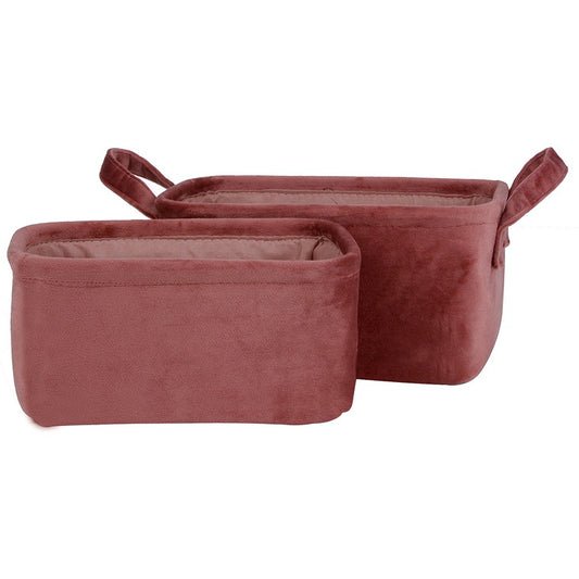 H&G Velvet Storage Basket Rectangle, Set Of 2