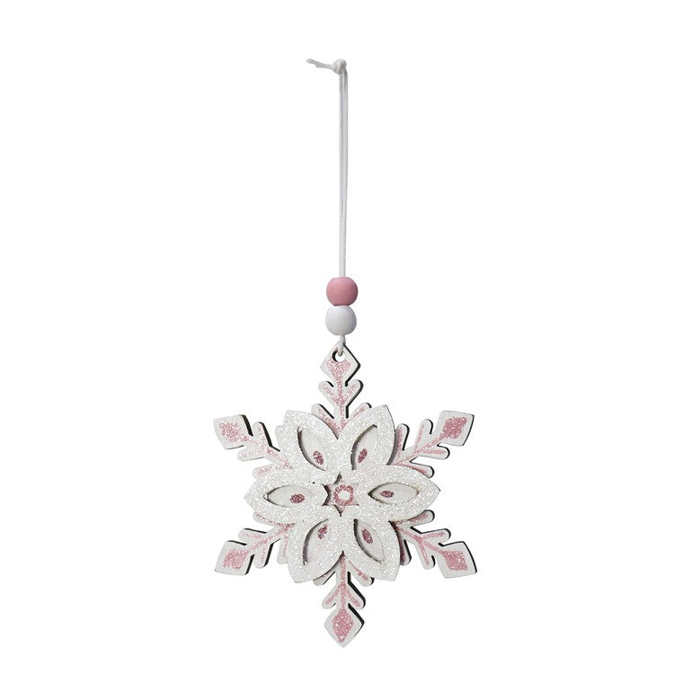 Hanging Snowflake Pink, 9cm, Asstd