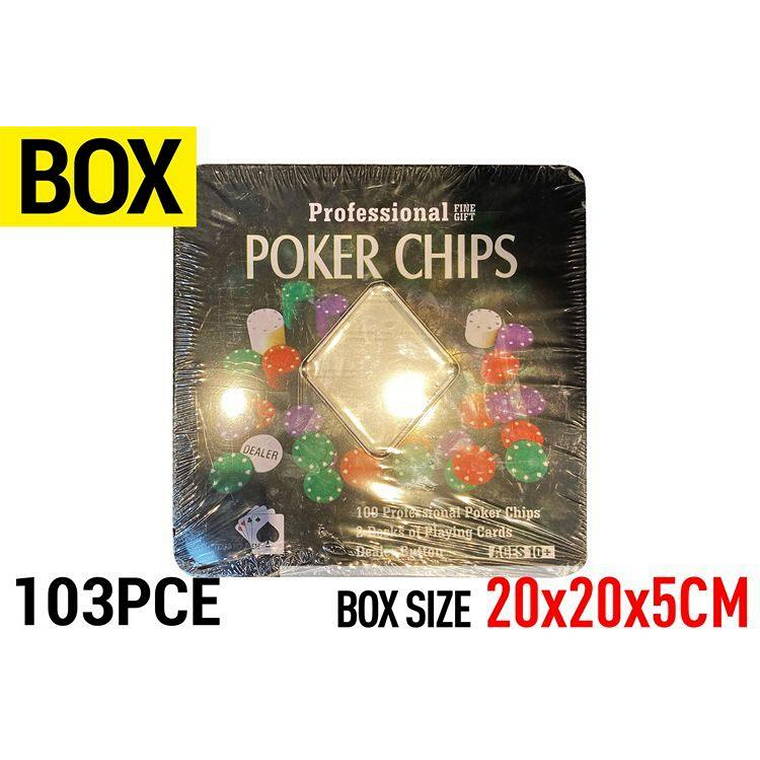 Poker Set w/ 100 Chips, 2pk Card, 1 Button