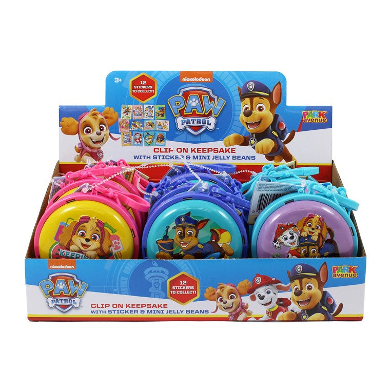 Paw Patrol Clip On Tin, 3 Asstd Designs