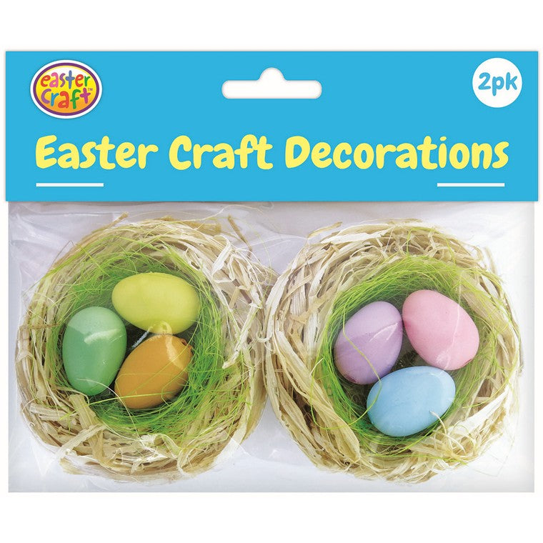 Easter Nest w/ Eggs Decorations, 2pk