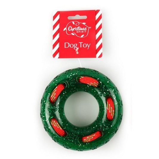 Christmas Dog Rope Ring & Bone Toy, Asstd