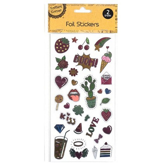 Foil Stickers, 2pk, 6 Asstd Designs