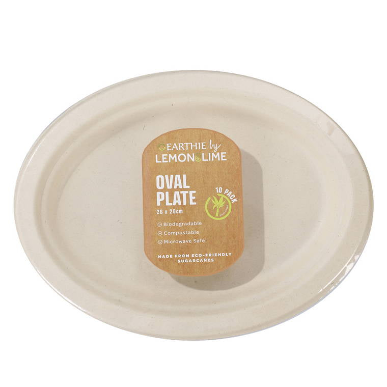 L&L Eco Oval Plate, Natural, 26X20cm, 10pk