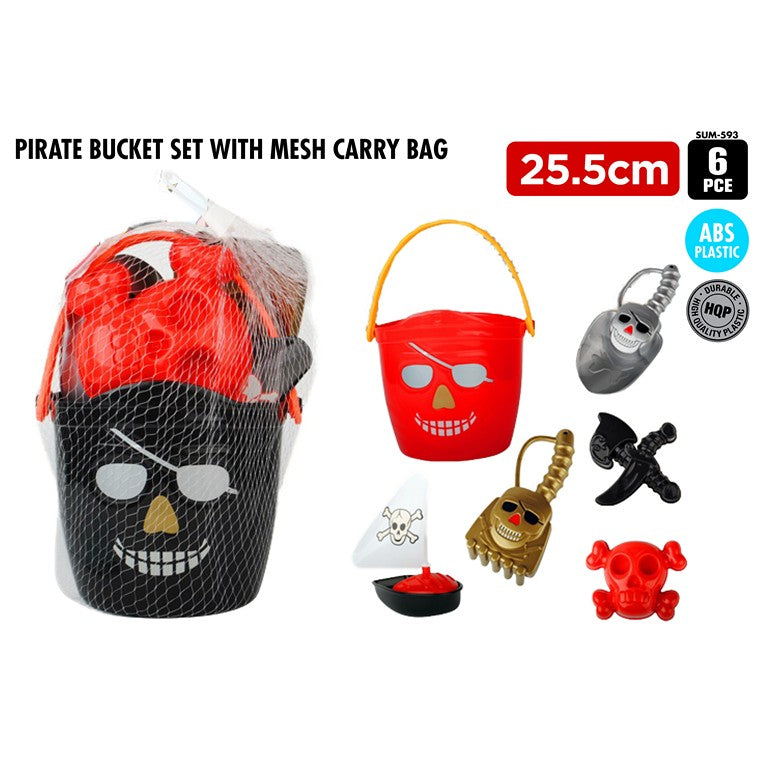 Pirate Bucket Playset, 25.5 cm, 6Pce