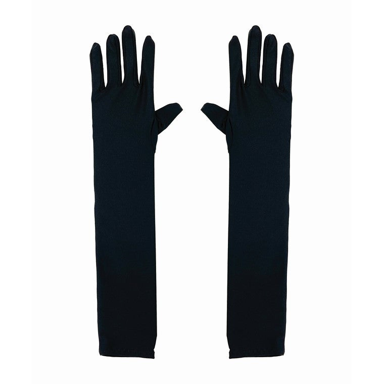 Party Long Satin Gloves, Black