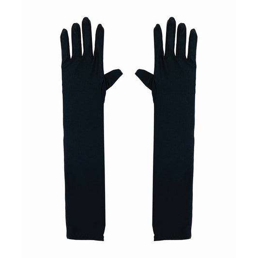 Party Long Satin Gloves, Black