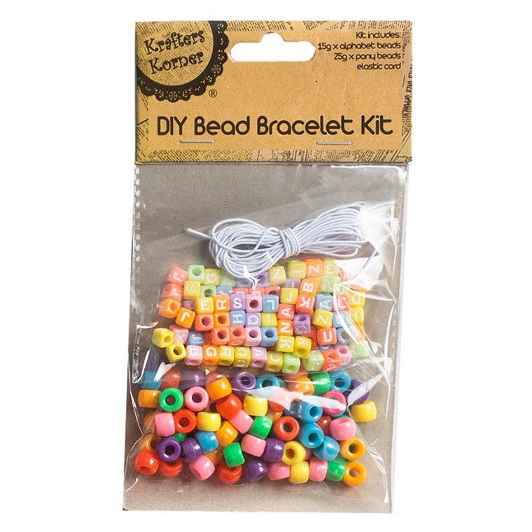 DIY Bead Bracelet Kit, 3 Asstd Colours