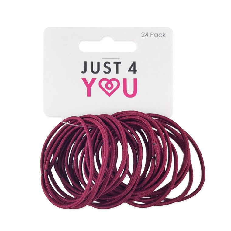 School Hair Elastic, Burgundy, 24pk