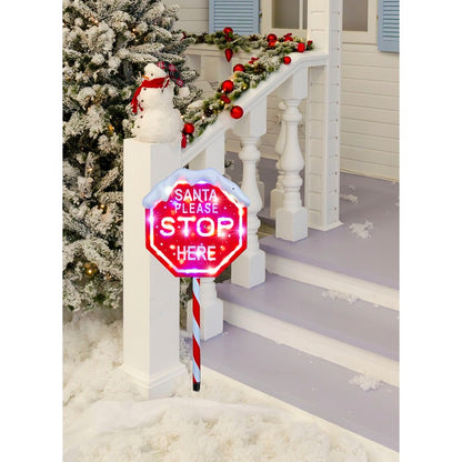 LED Santa Stop Here Sign