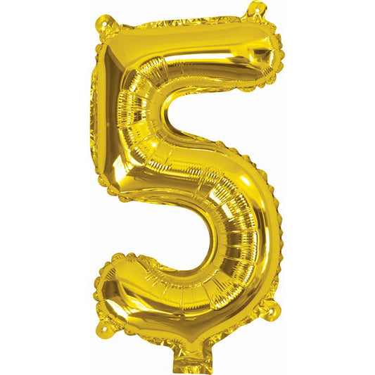 Gold Foil Balloon, 35cm, Number 5