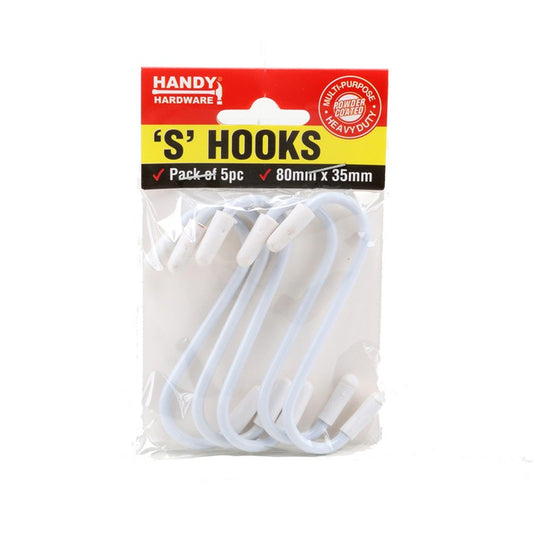 S Hook, 8x3.5cm, 5pk