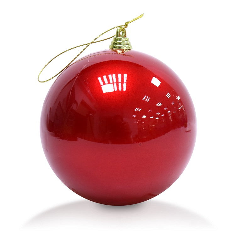 Baubles, Red, 10cm, 4pk