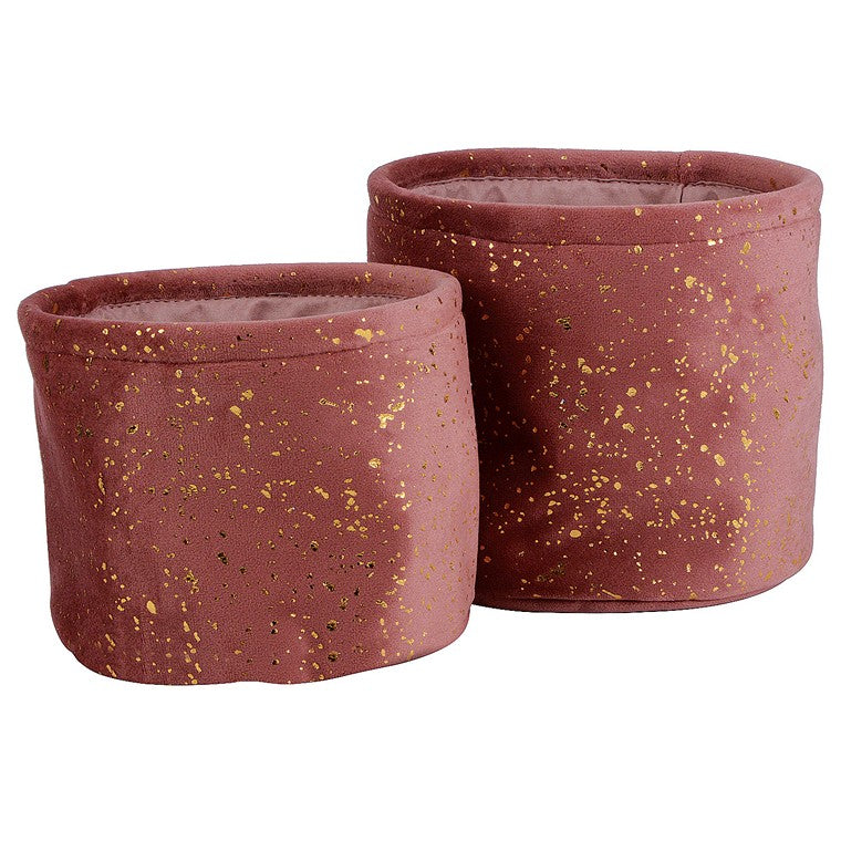 H&G Velvet Storage Basket Round, Set Of 2