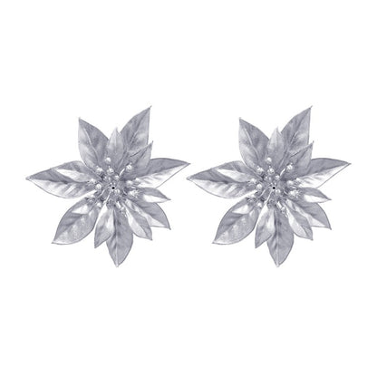 Matte Metallic Poinsettia Clip, 2pk, Asstd