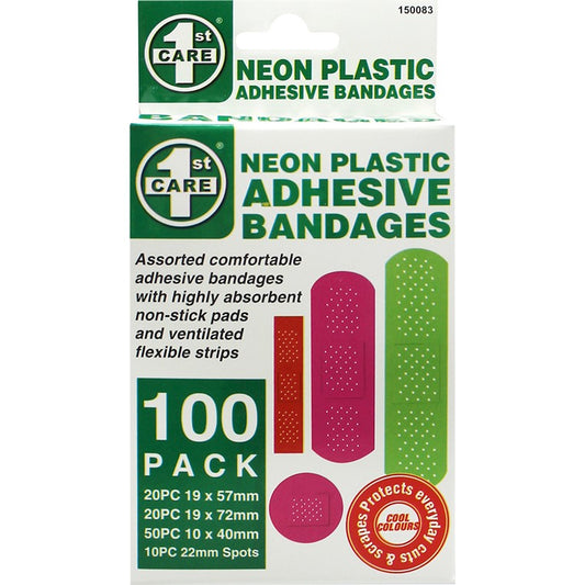 Neon Plastic Bandages, 100pk