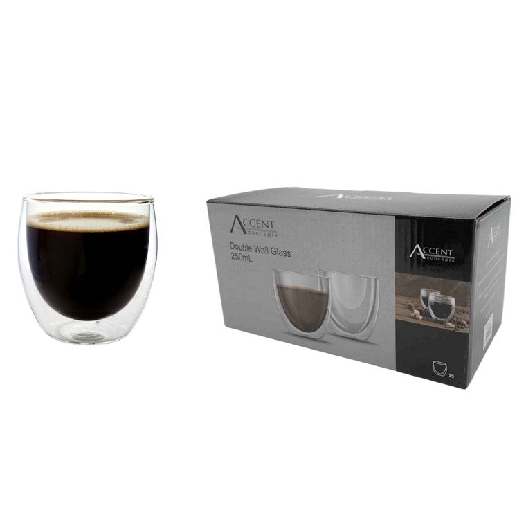 Double Wall Coffee Mug 250ml, 2pk