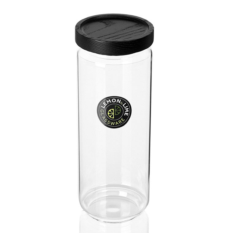 L&L Glass Canister w/ Black Wooden Lid 1.4L