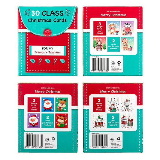 Xmas Cards School Class, 30pk