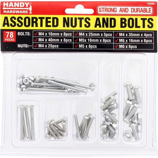 Nut & Bolts, Assorted, 78pc