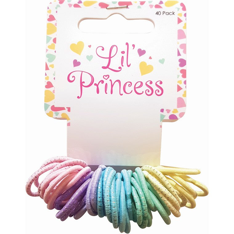 Little Princess Hair Elastics, Pastel, 40pk