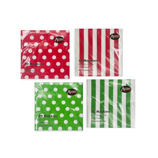 Red & Green Napkin, 20pk