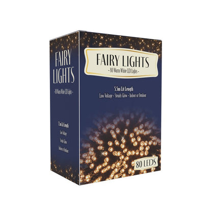 Fairy Lights, 80 LED,  3 Asstd