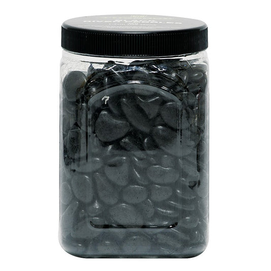 River Stones Polished 4kg in Plastic Jar, Black Colour