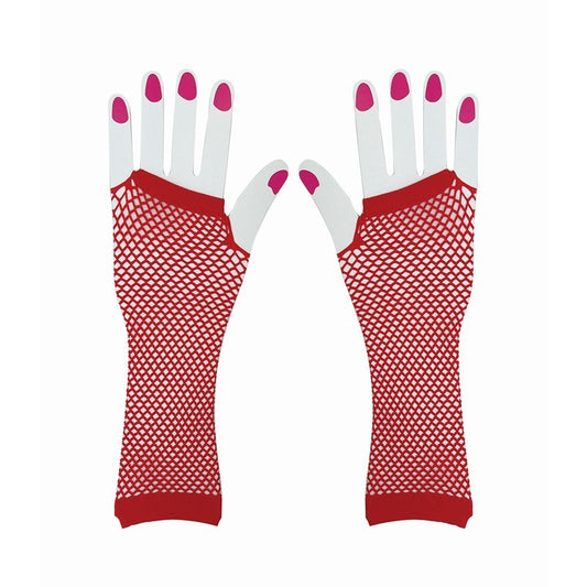 Party Fishnet Gloves, Red