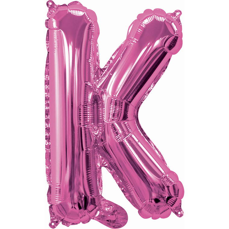 Pink Foil Balloon, 35cm, Letter K