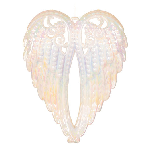 White Iridescent Angel Wings Tree Ornament