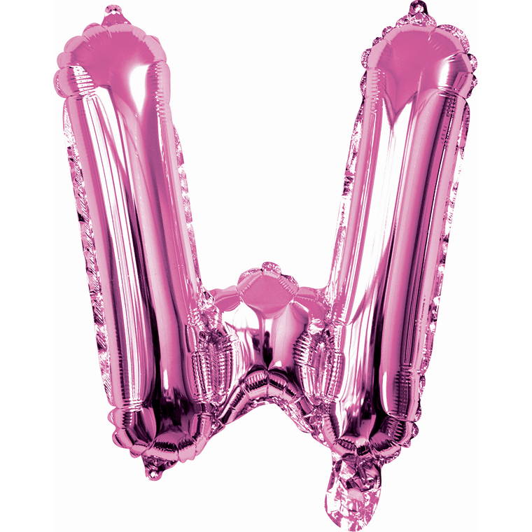 Pink Foil Balloon, 35cm, Letter W