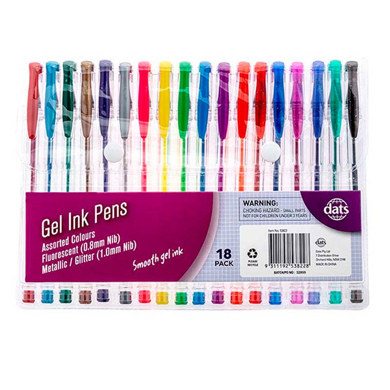 Pen, Gel, Mixed, 18pk