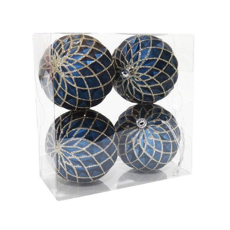 Diamond Edge Bauble, Asstd, 4pk