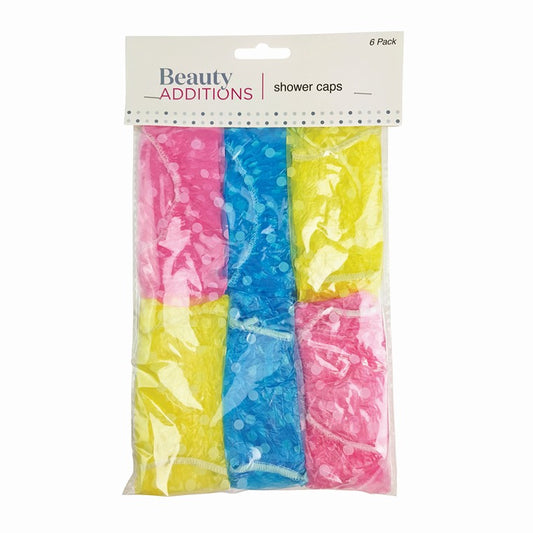 Shower Cap, Asstd Colours, 6pk