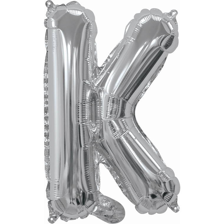 Silver Foil Balloon, 35cm, Letter K