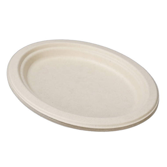 L&L Eco Oval Plate, Natural, 26X20cm, 10pk