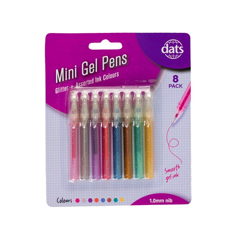 Mini Gel Pens, 8pk, Asstd