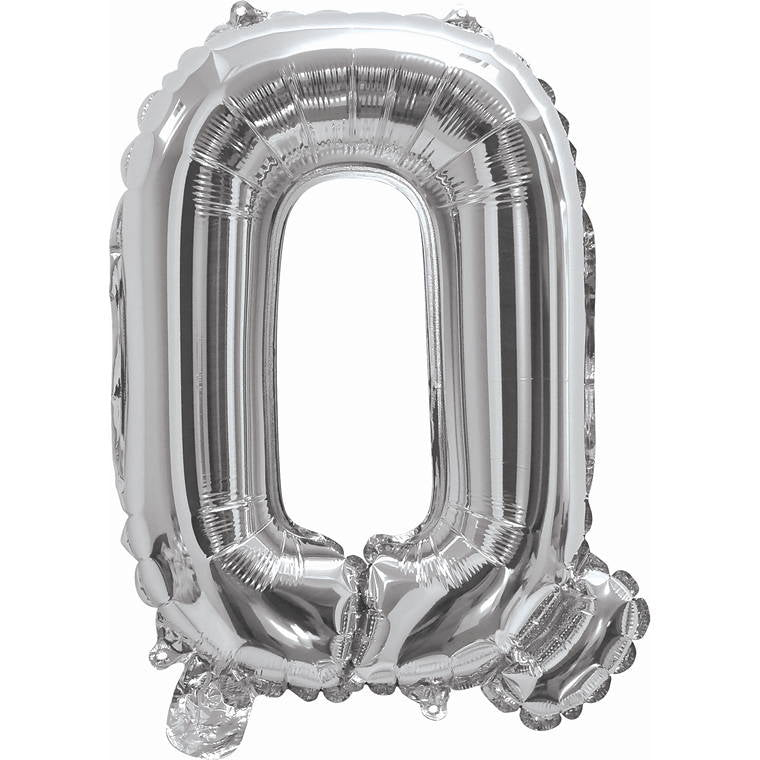 Silver Foil Balloon, 35cm, Letter Q