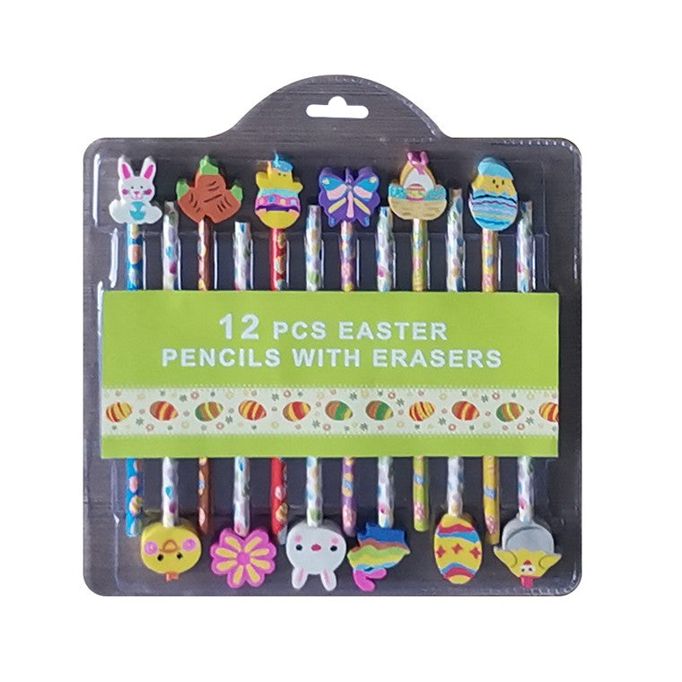 Easter Pencils w/ Erasers, 12pk