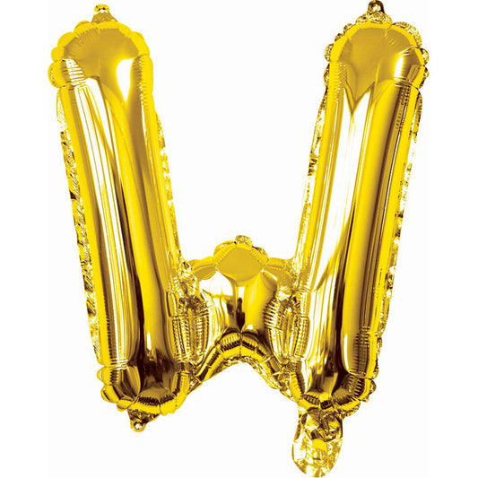 Gold Foil Balloon, 35cm, Letter W