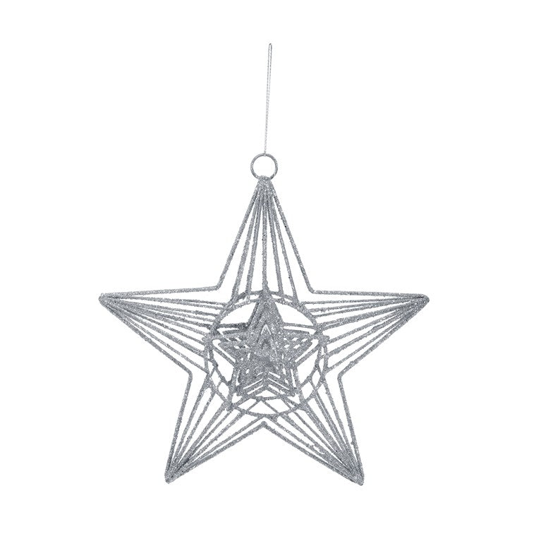 Hanging Metal Glitter Star, 20cm, Asstd