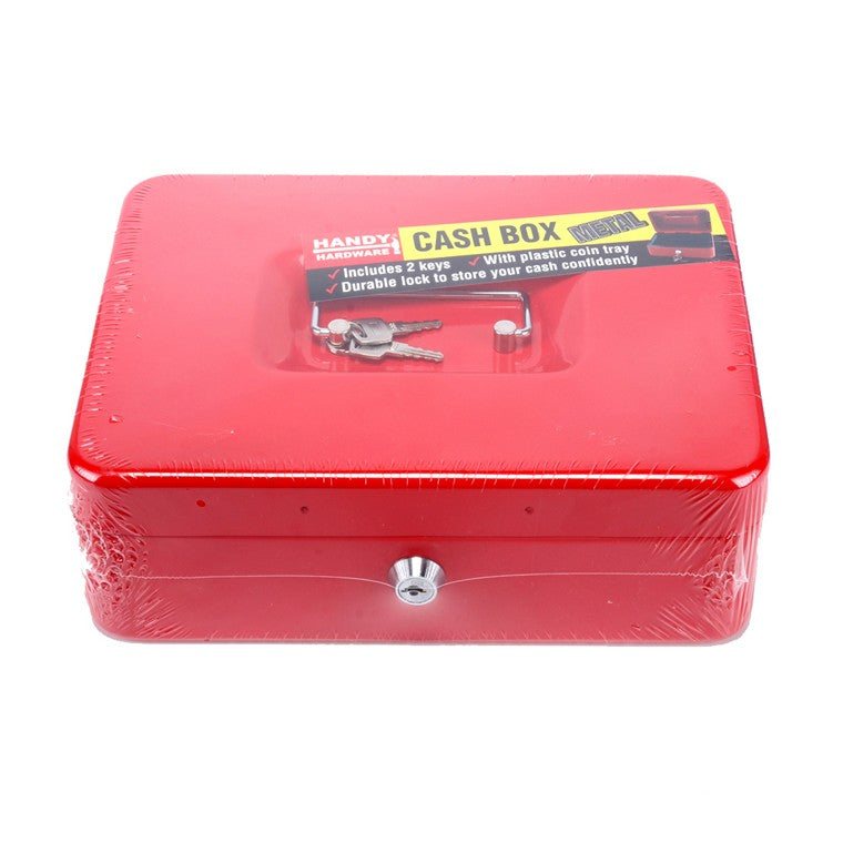 Metal Cash Box, 25x20x9cm, 3 Asstd Colours