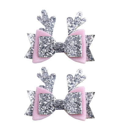 Glitter Antlers Hair Clip, 2pk, Asstd